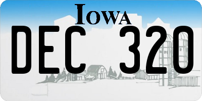 IA license plate DEC320