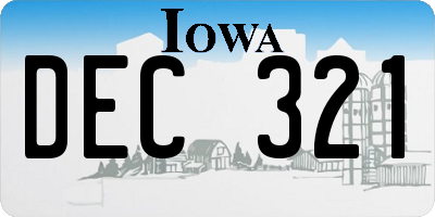 IA license plate DEC321