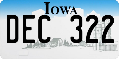 IA license plate DEC322