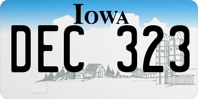 IA license plate DEC323