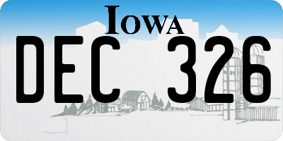 IA license plate DEC326