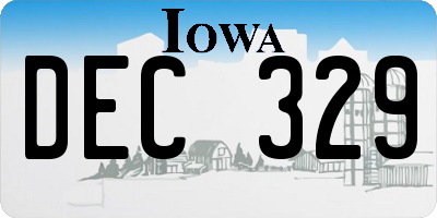 IA license plate DEC329