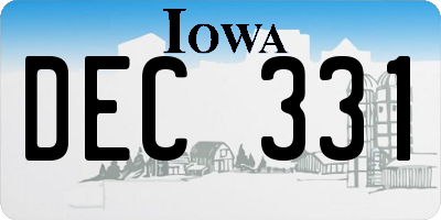 IA license plate DEC331