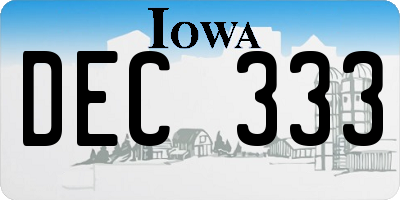 IA license plate DEC333