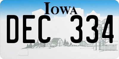 IA license plate DEC334