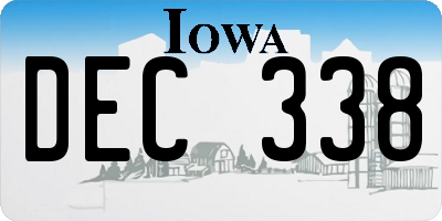 IA license plate DEC338