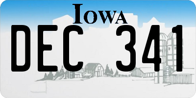 IA license plate DEC341