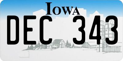 IA license plate DEC343