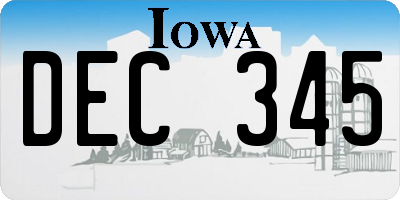 IA license plate DEC345