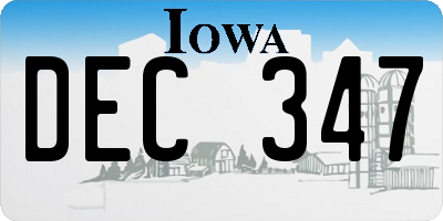 IA license plate DEC347