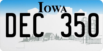 IA license plate DEC350