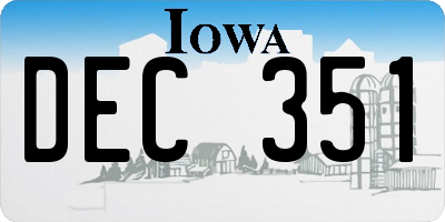 IA license plate DEC351