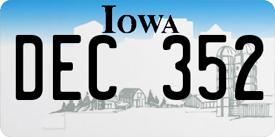 IA license plate DEC352