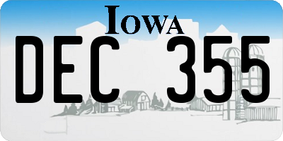 IA license plate DEC355