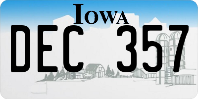 IA license plate DEC357