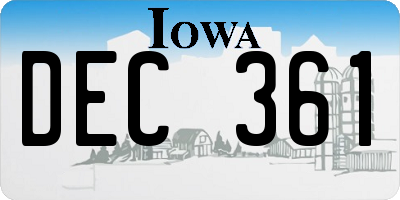 IA license plate DEC361