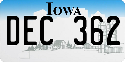 IA license plate DEC362