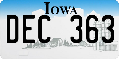IA license plate DEC363