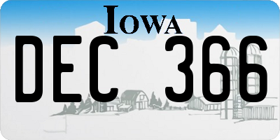 IA license plate DEC366