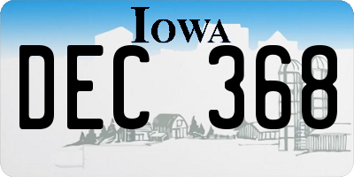 IA license plate DEC368
