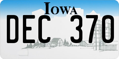 IA license plate DEC370
