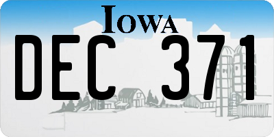 IA license plate DEC371