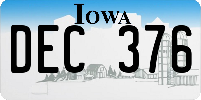 IA license plate DEC376