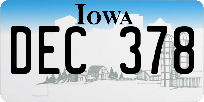 IA license plate DEC378