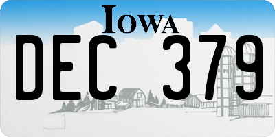 IA license plate DEC379