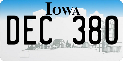 IA license plate DEC380
