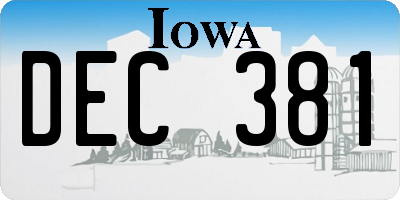 IA license plate DEC381