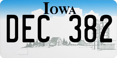 IA license plate DEC382