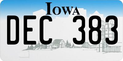 IA license plate DEC383
