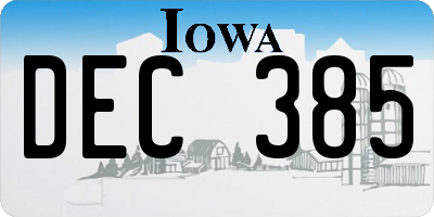 IA license plate DEC385