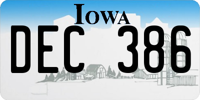 IA license plate DEC386