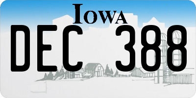 IA license plate DEC388