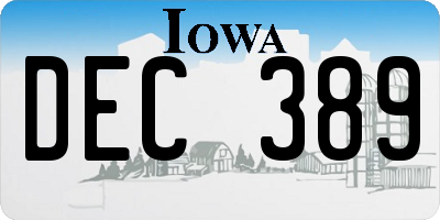 IA license plate DEC389