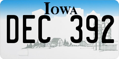IA license plate DEC392