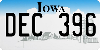 IA license plate DEC396