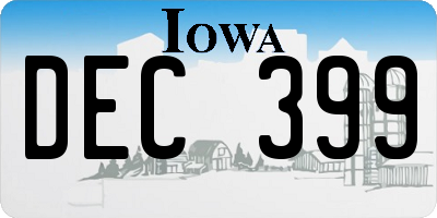 IA license plate DEC399