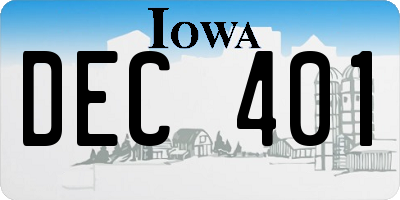 IA license plate DEC401