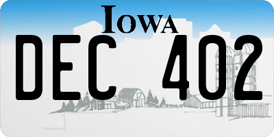 IA license plate DEC402