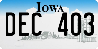 IA license plate DEC403