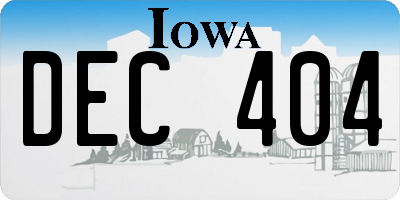 IA license plate DEC404