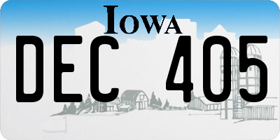IA license plate DEC405