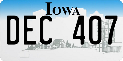 IA license plate DEC407