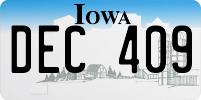 IA license plate DEC409