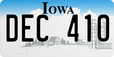 IA license plate DEC410