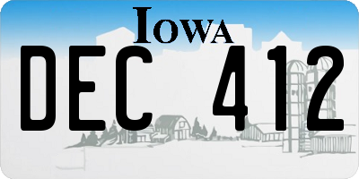 IA license plate DEC412