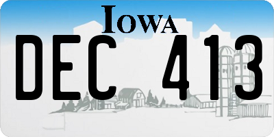 IA license plate DEC413